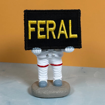 Feral & Wild Funny Morale Patch, 2x3" | Made in USA | VELCRO® Brand Hook Backing