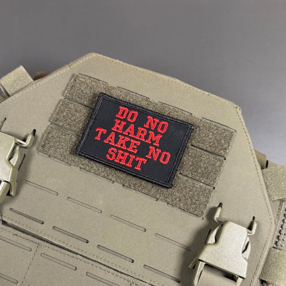 Do No Harm Take No Shit Funny Morale Patch, 2x3" | Made in USA | VELCRO® Brand Hook Backing