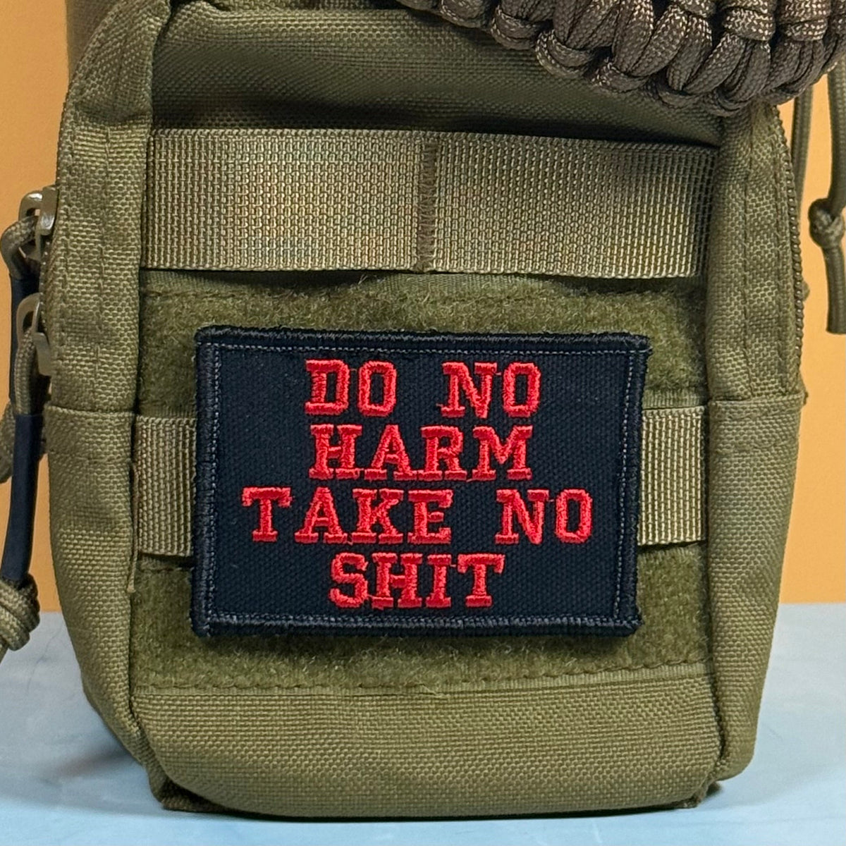 Do No Harm Take No Shit Funny Morale Patch, 2x3" | Made in USA | VELCRO® Brand Hook Backing