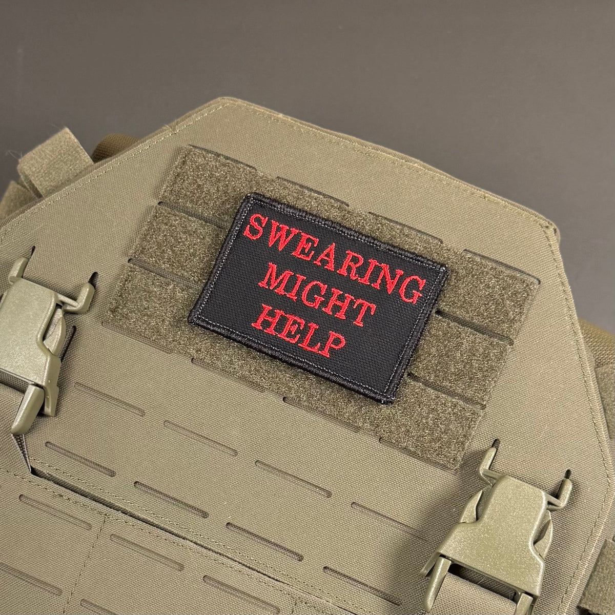 Swearing Might Help Funny Morale Patch, 2x3" | Made in USA | VELCRO® Brand Hook Backing