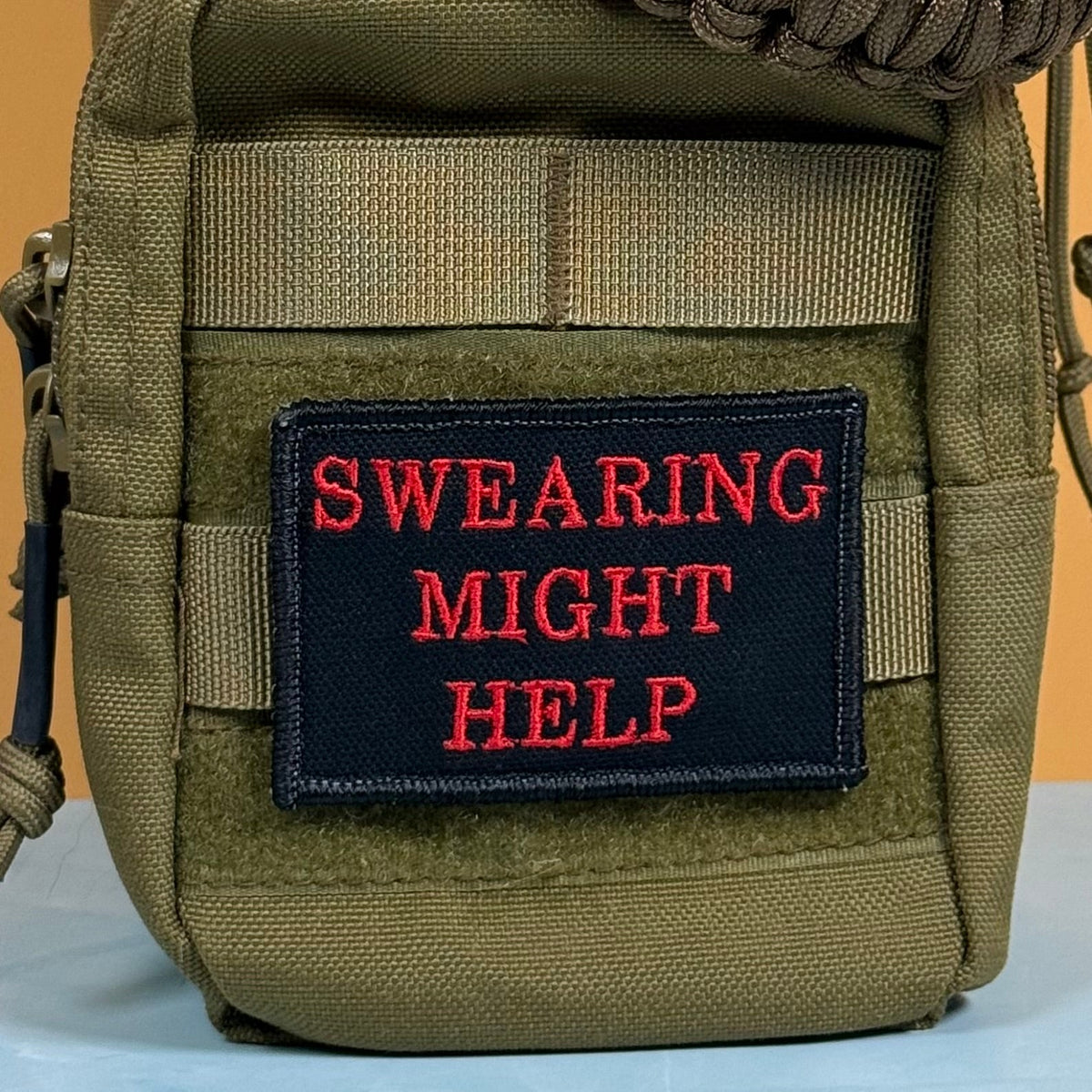 Swearing Might Help Funny Morale Patch, 2x3" | Made in USA | VELCRO® Brand Hook Backing