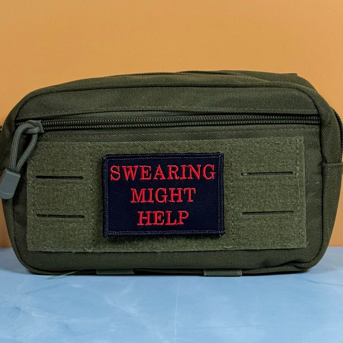 Swearing Might Help Funny Morale Patch, 2x3" | Made in USA | VELCRO® Brand Hook Backing