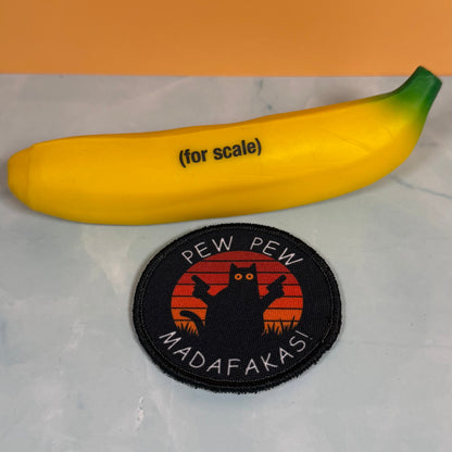 Pew Pew Madafakas Funny Cat Morale Patch, 3" Round | Made in USA | VELCRO® Brand Hook Backing