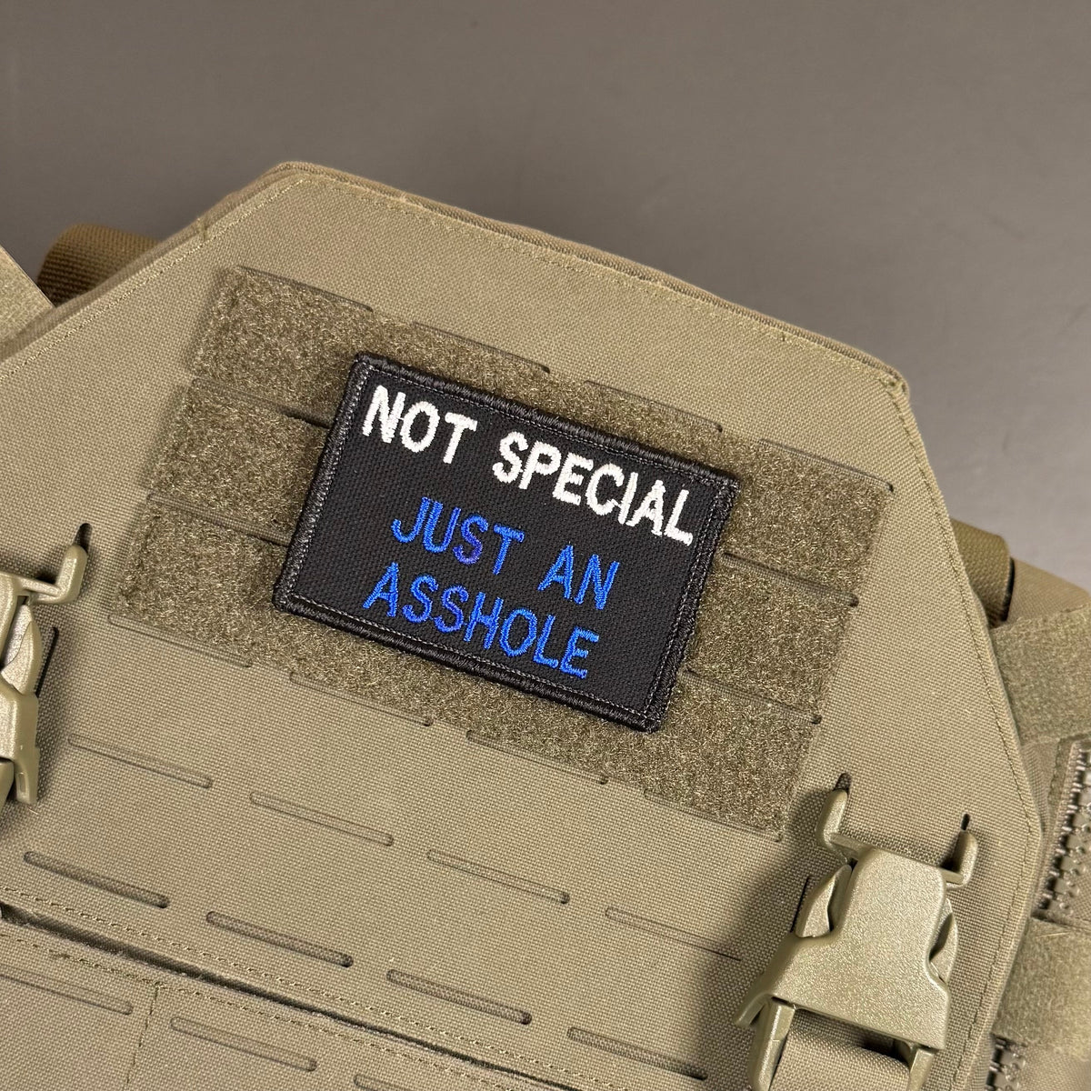 Not Special, Just An Asshole Funny Embroidered Morale Patch, 2x3" | VELCRO® Brand Hook Backing