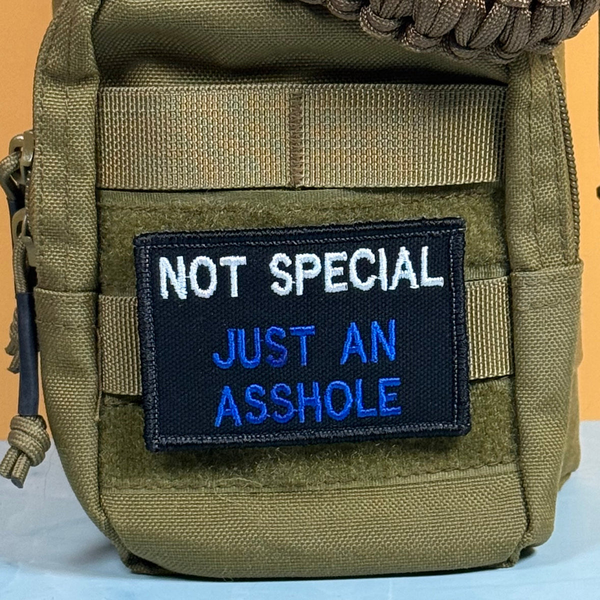 Not Special, Just An Asshole Funny Embroidered Morale Patch, 2x3" | VELCRO® Brand Hook Backing