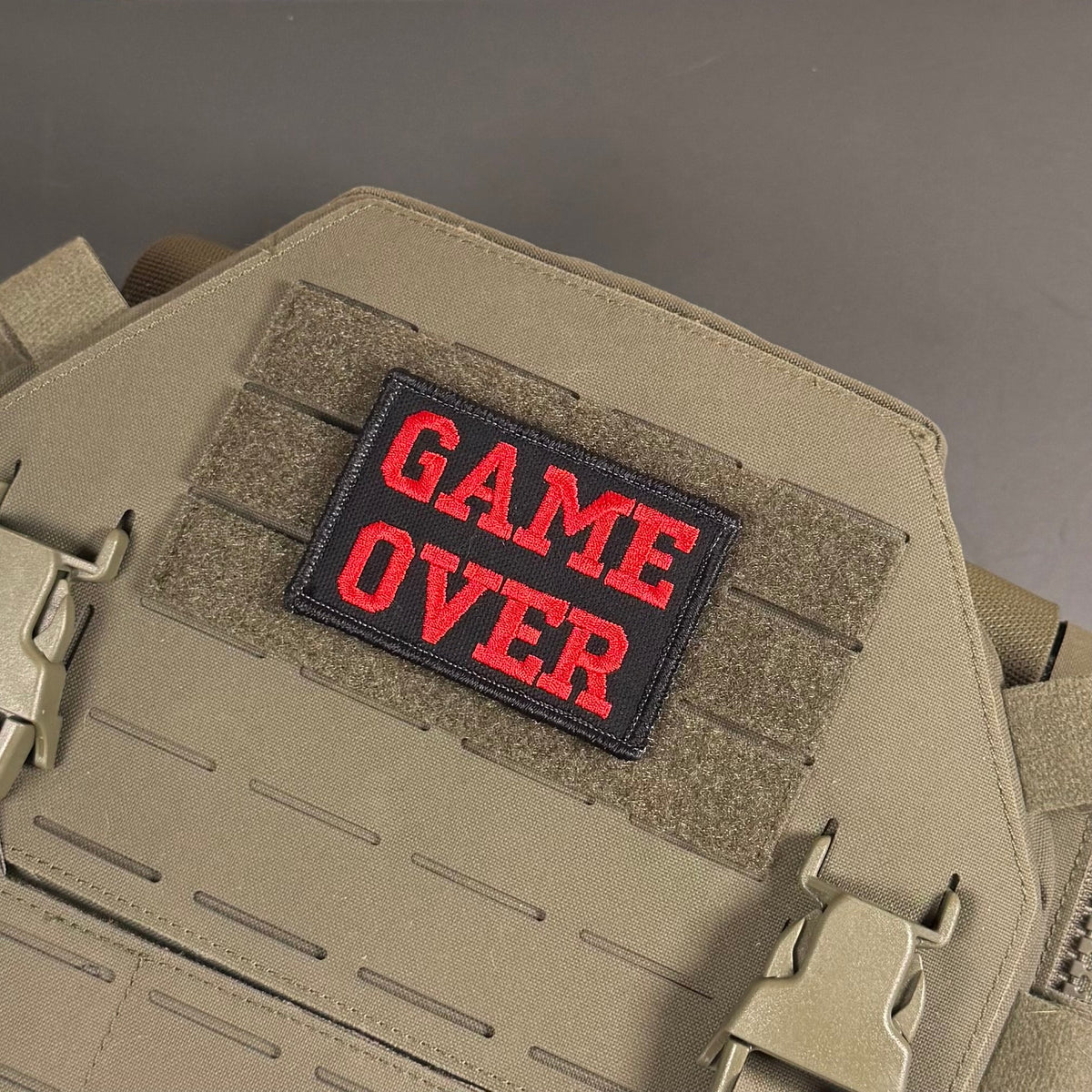 Game Over Funny Gamer Morale Patch, 2x3" | Made in USA | VELCRO® Brand Hook Backing