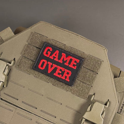 Game Over Funny Gamer Morale Patch, 2x3" | Made in USA | VELCRO® Brand Hook Backing