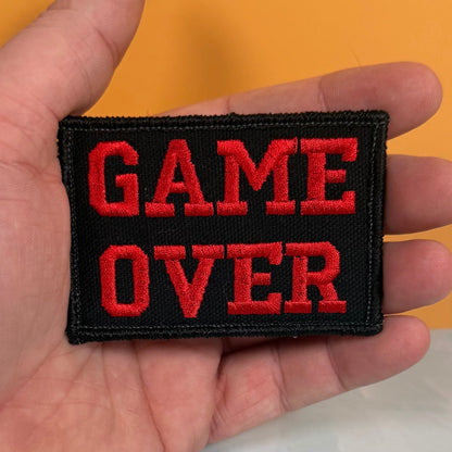 Game Over Funny Gamer Morale Patch, 2x3" | Made in USA | VELCRO® Brand Hook Backing
