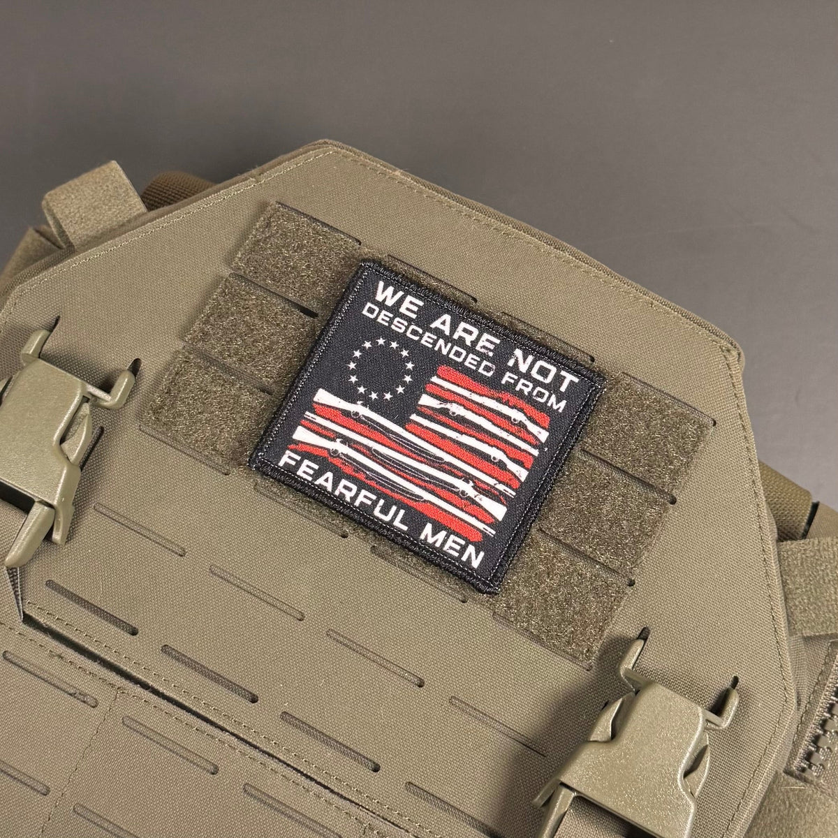 We Are Not Descended From Fearful Men, 2A Patriotic Militia Morale Patch, 3x3" | Made in USA | VELCRO® Brand Hook Backing