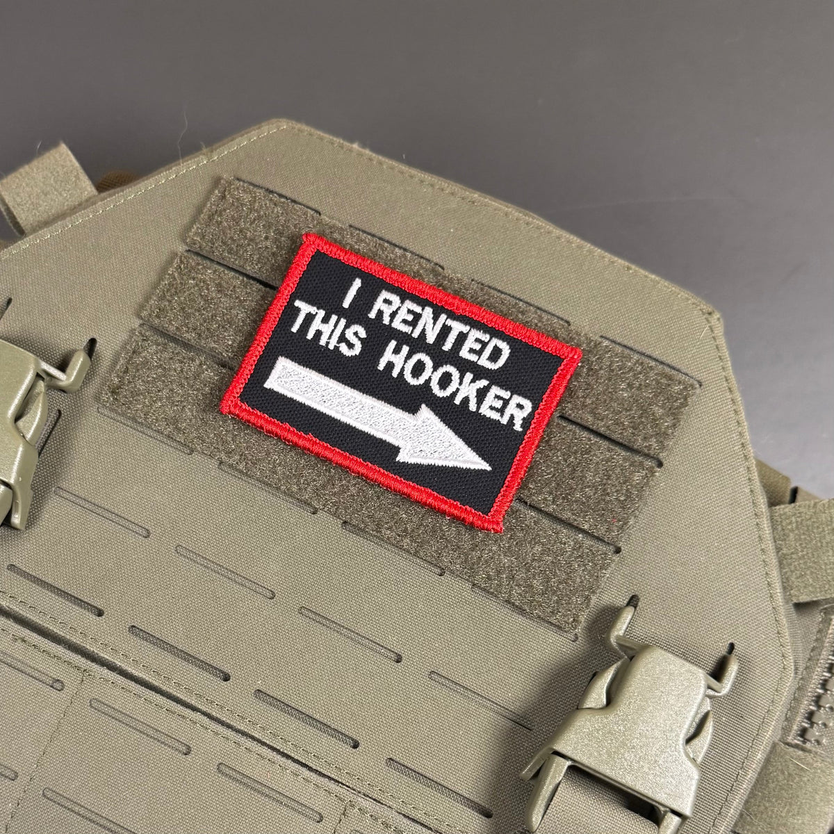 I Rented This Hooker Funny Morale Patch, 2x3" | Made in USA | VELCRO® Brand Hook Backing