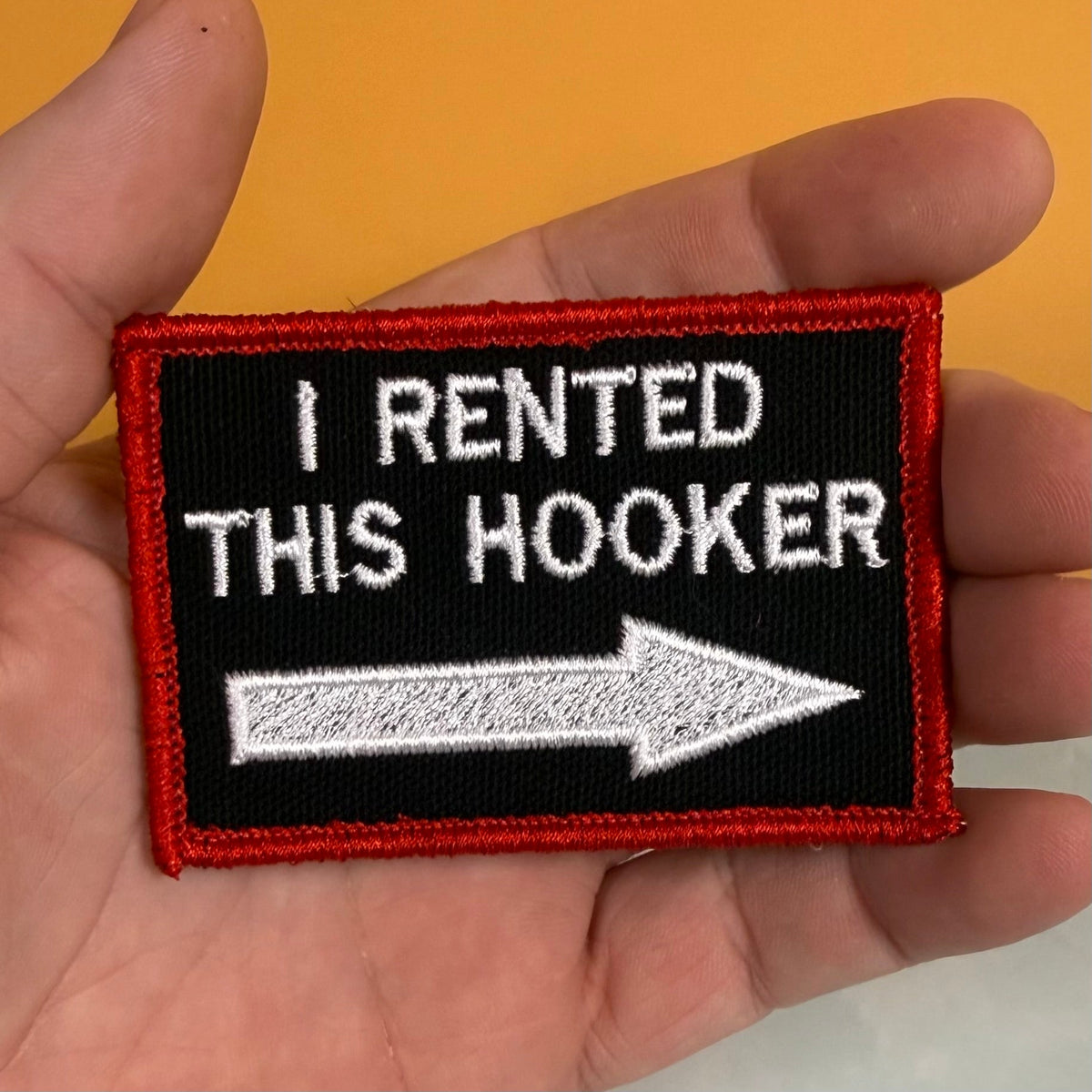 I Rented This Hooker Funny Morale Patch, 2x3" | Made in USA | VELCRO® Brand Hook Backing