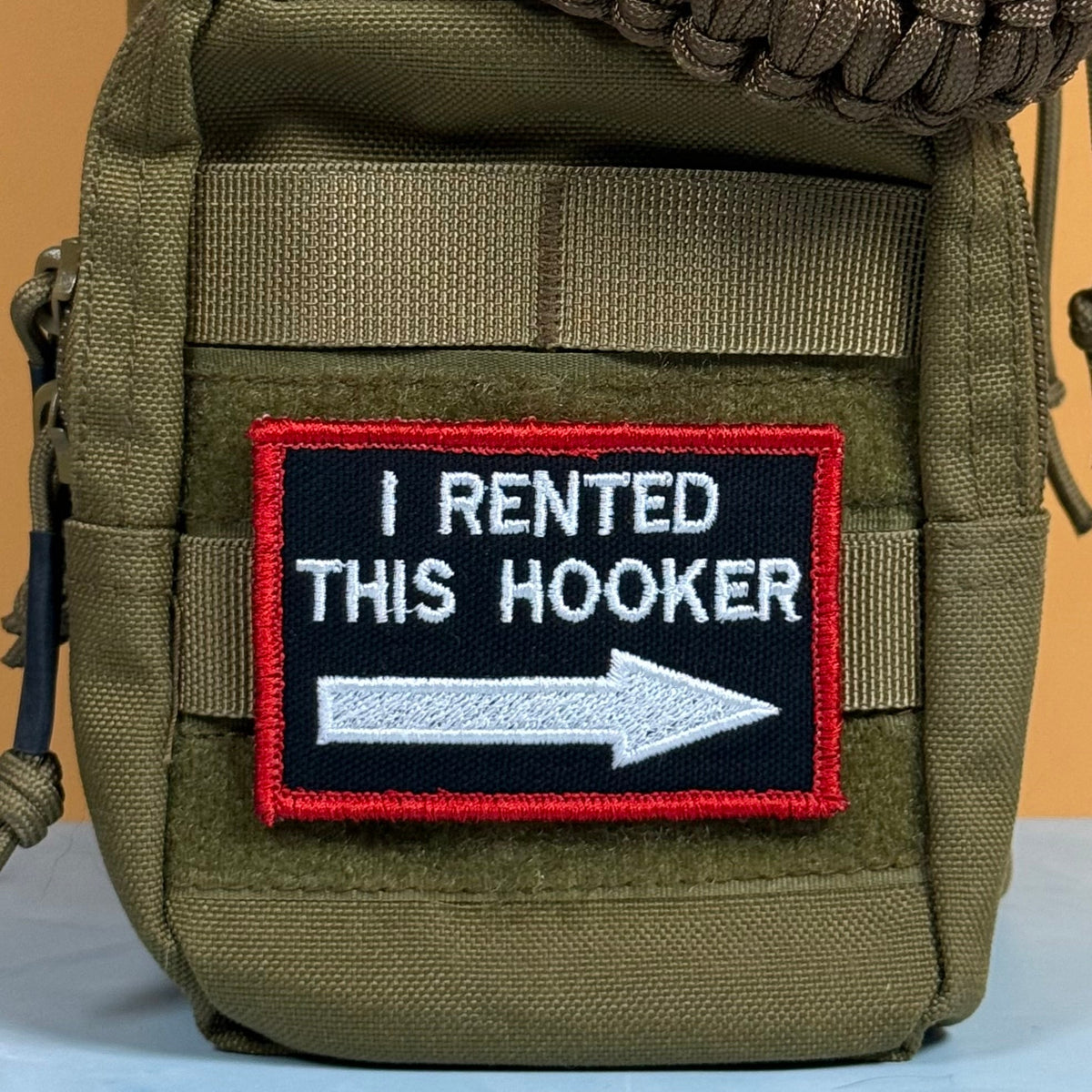 I Rented This Hooker Funny Morale Patch, 2x3" | Made in USA | VELCRO® Brand Hook Backing