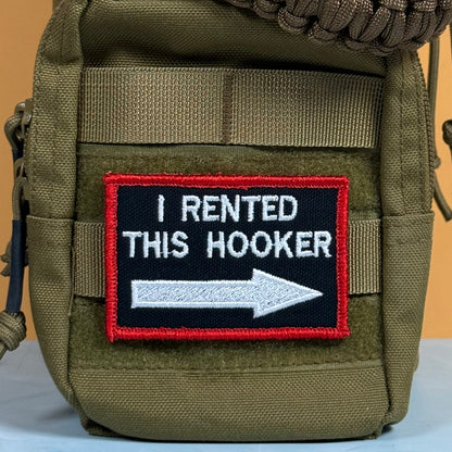 I Rented This Hooker Funny Morale Patch, 2x3" | Made in USA | VELCRO® Brand Hook Backing