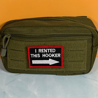 I Rented This Hooker Funny Morale Patch, 2x3" | Made in USA | VELCRO® Brand Hook Backing