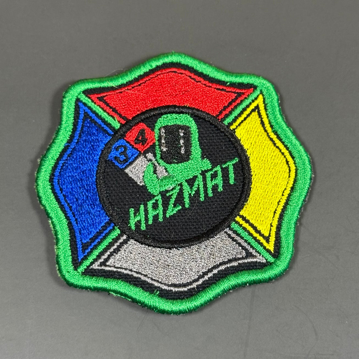 Fire Department Hazardous Materials Team HAZMAT Morale Patch, 3" | Made in USA | VELCRO® Brand Hook Backing