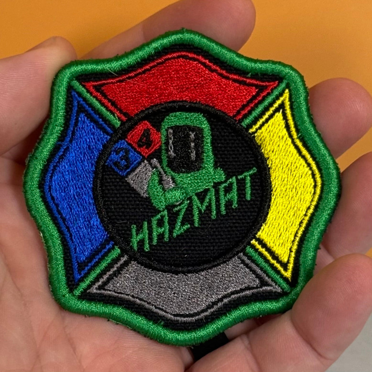 Fire Department Hazardous Materials Team HAZMAT Morale Patch, 3" | Made in USA | VELCRO® Brand Hook Backing