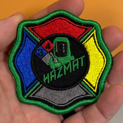 Fire Department Hazardous Materials Team HAZMAT Morale Patch, 3" | Made in USA | VELCRO® Brand Hook Backing