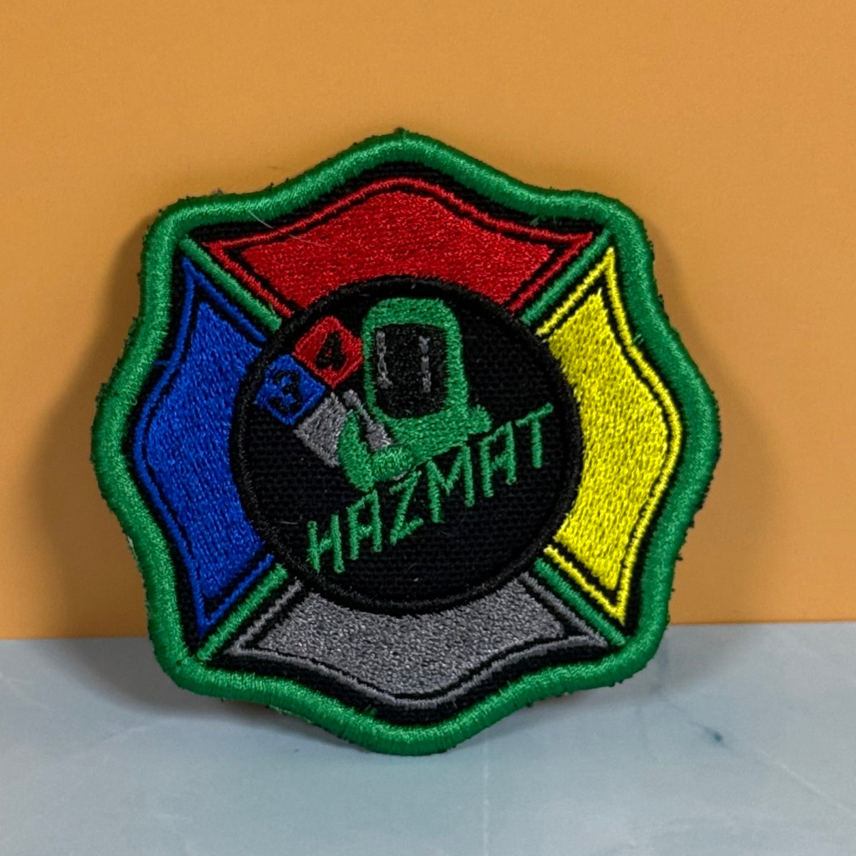 Fire Department Hazardous Materials Team HAZMAT Morale Patch, 3" | Made in USA | VELCRO® Brand Hook Backing