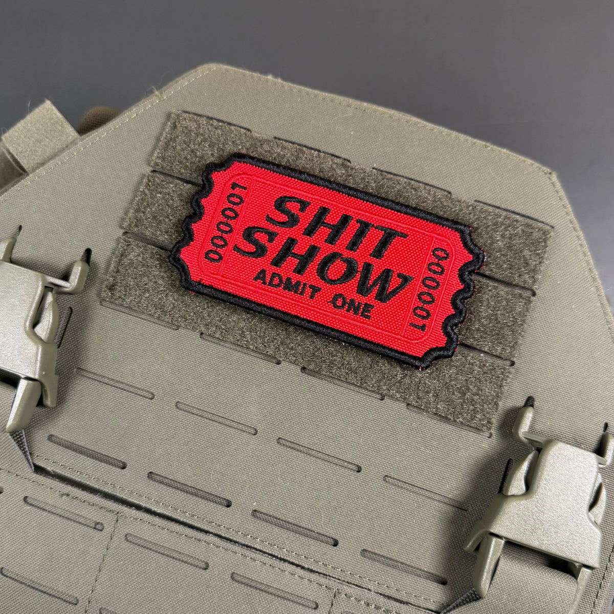 Welcome To The Shit Show Ticket Funny Morale Patch, 2.3x4" | Made in USA | VELCRO® Brand Hook Backing