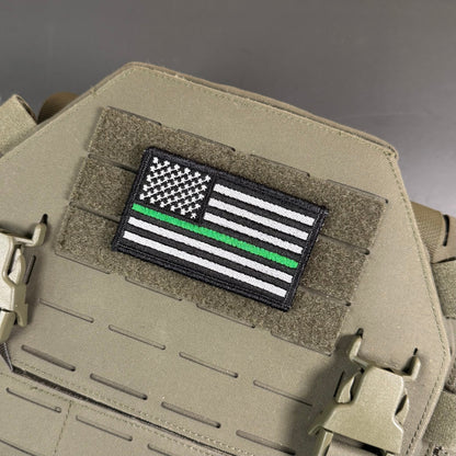 Thin Green Line Tactical American Flag Patch, 2x3.5" | Made in USA | VELCRO® Brand Hook Backing