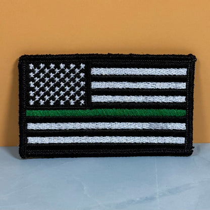 Thin Green Line Tactical American Flag Patch, 2x3.5" | Made in USA | VELCRO® Brand Hook Backing