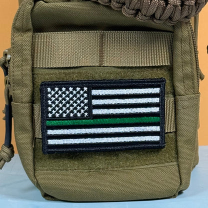 Thin Green Line Tactical American Flag Patch, 2x3.5" | Made in USA | VELCRO® Brand Hook Backing