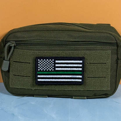 Thin Green Line Tactical American Flag Patch, 2x3.5" | Made in USA | VELCRO® Brand Hook Backing