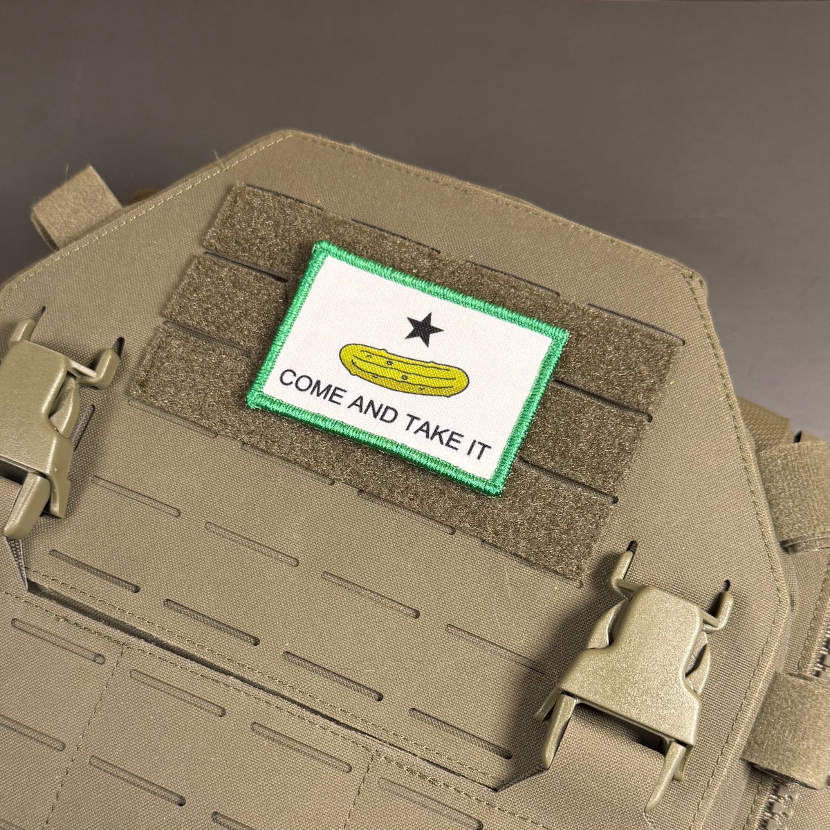 Come and Take It Pickle Texas Funny Printed Morale Patch, 2x3" | VELCRO® Brand Hook Backing