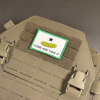 Come and Take It Pickle Texas Funny Printed Morale Patch, 2x3" | VELCRO® Brand Hook Backing