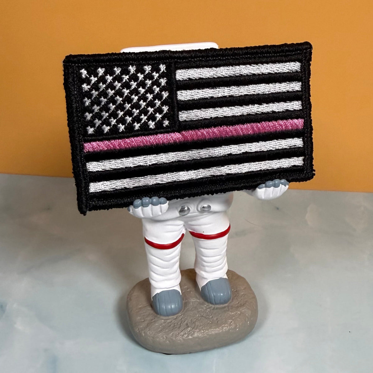 Breast Cancer Awareness Thin Pink Line American Flag Patch, 2x3.5" | Made in USA | VELCRO® Brand Hook Backing