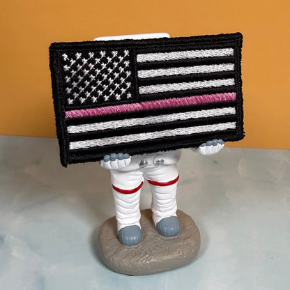 Breast Cancer Awareness Thin Pink Line American Flag Patch, 2x3.5" | Made in USA | VELCRO® Brand Hook Backing