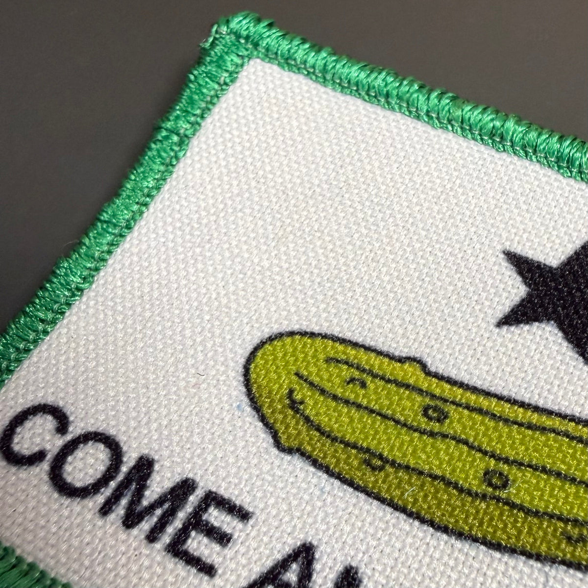 Come and Take It Pickle Texas Funny Printed Morale Patch, 2x3" | VELCRO® Brand Hook Backing