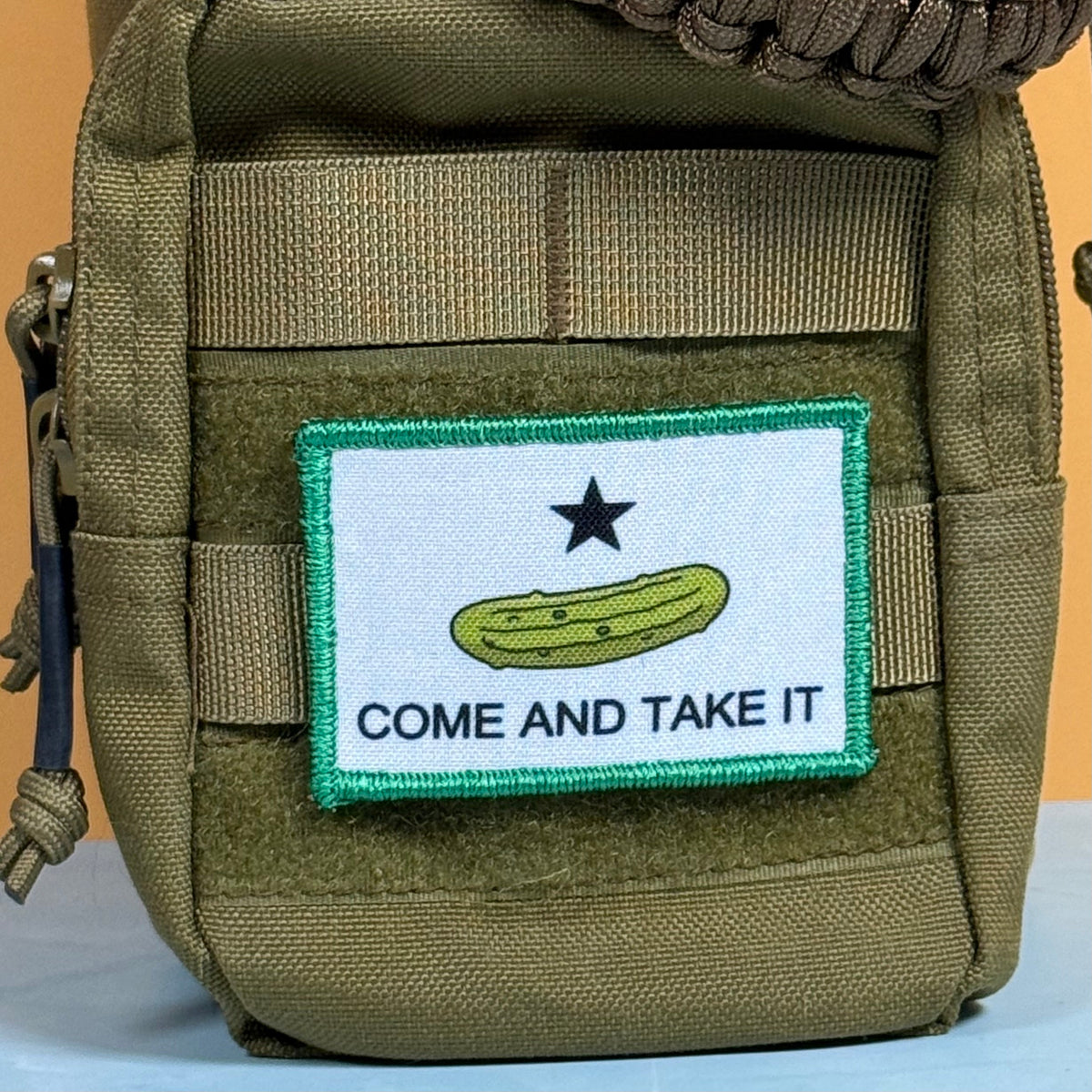 Come and Take It Pickle Texas Funny Printed Morale Patch, 2x3" | VELCRO® Brand Hook Backing