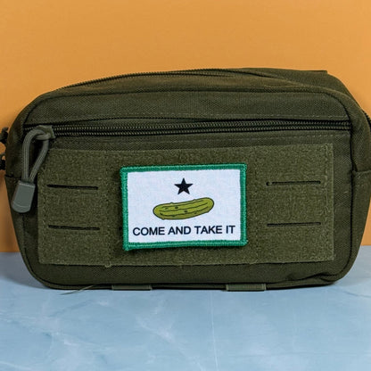 Come and Take It Pickle Texas Funny Printed Morale Patch, 2x3" | VELCRO® Brand Hook Backing