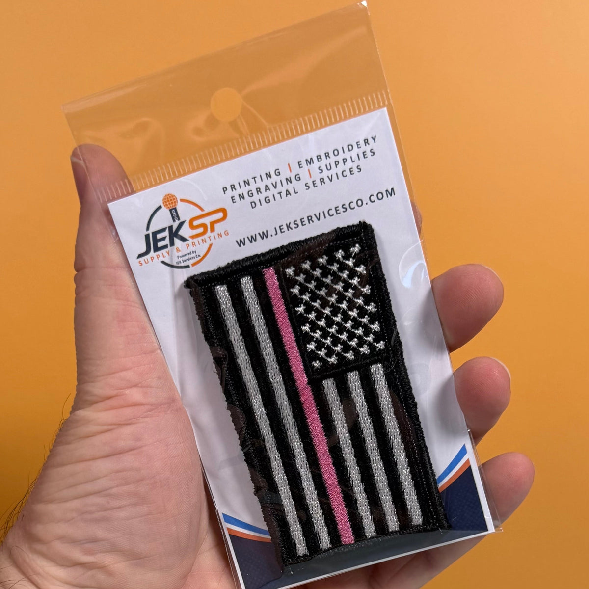 Breast Cancer Awareness Thin Pink Line American Flag Patch, 2x3.5" | Made in USA | VELCRO® Brand Hook Backing