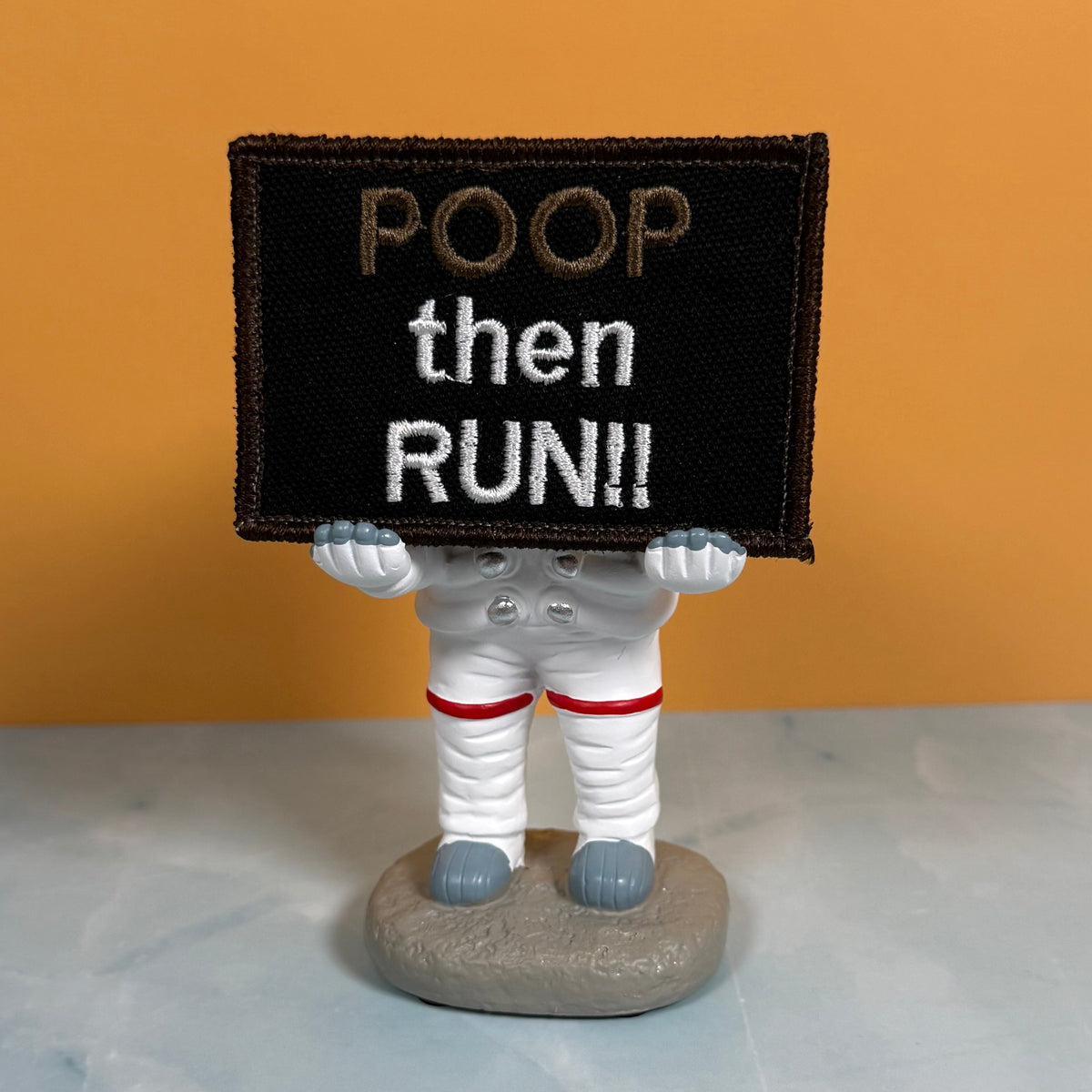 Poop Then Run Funny Morale Patch, 2x3" | Made in USA | VELCRO® Brand Hook Backing