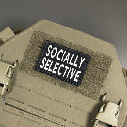 Socially Selective Funny Morale Patch, 2x3" | Made in USA | VELCRO® Brand Hook Backing