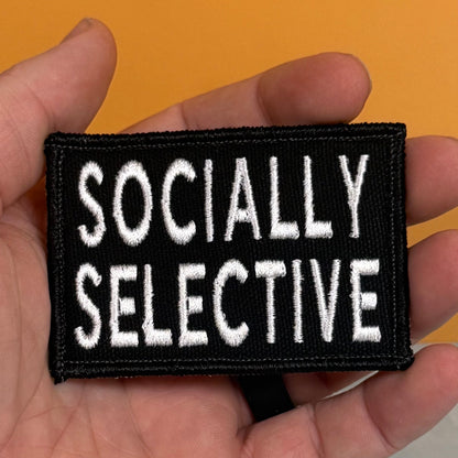 Socially Selective Funny Morale Patch, 2x3" | Made in USA | VELCRO® Brand Hook Backing