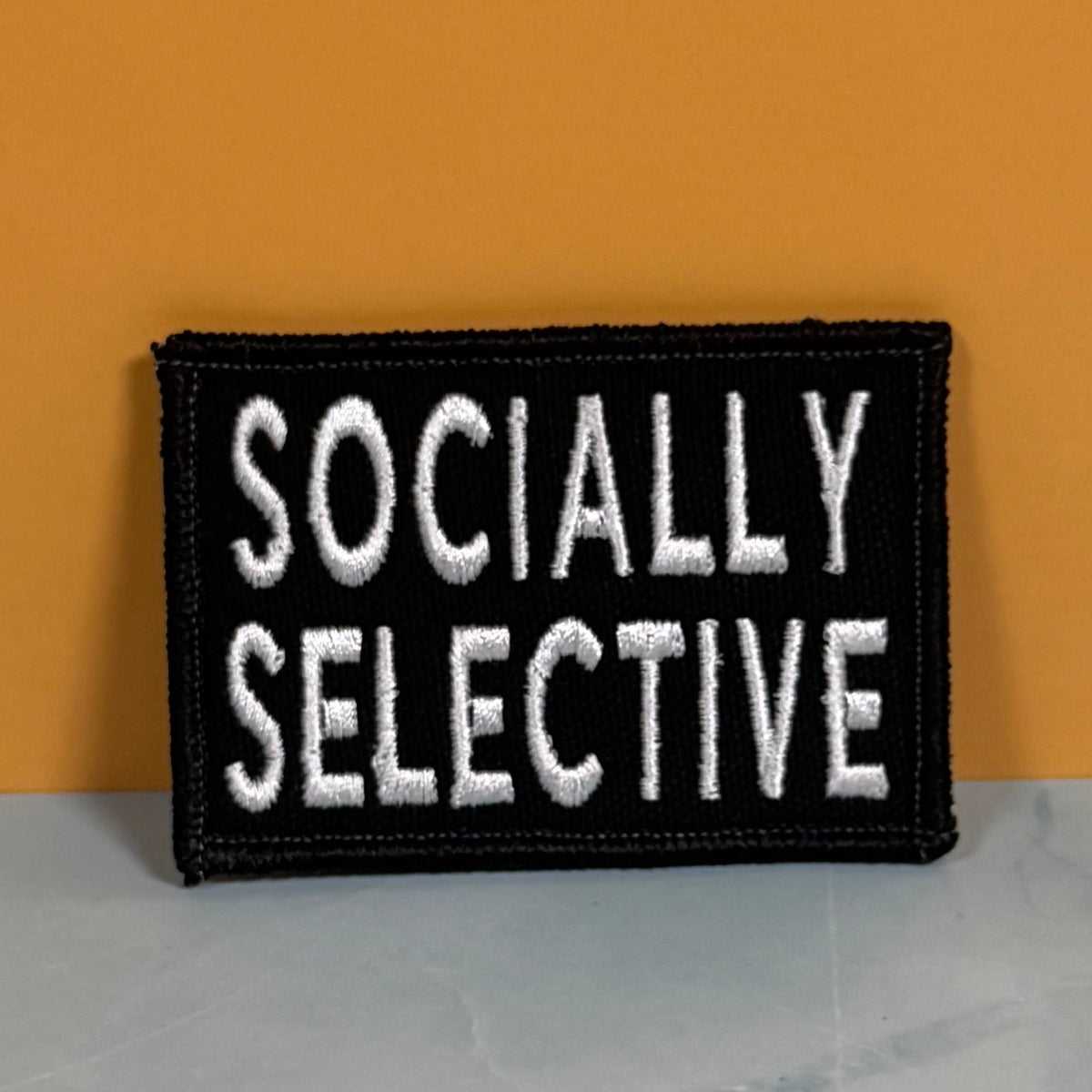 Socially Selective Funny Morale Patch, 2x3" | Made in USA | VELCRO® Brand Hook Backing