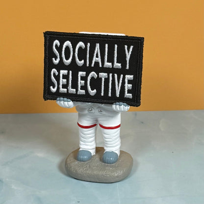 Socially Selective Funny Morale Patch, 2x3" | Made in USA | VELCRO® Brand Hook Backing