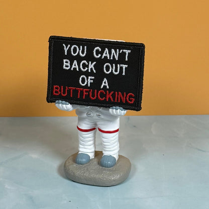 You Can't Back Out Of A Buttf-ing Funny Morale Patch, 2x3" | Made in USA | VELCRO® Brand Hook Backing