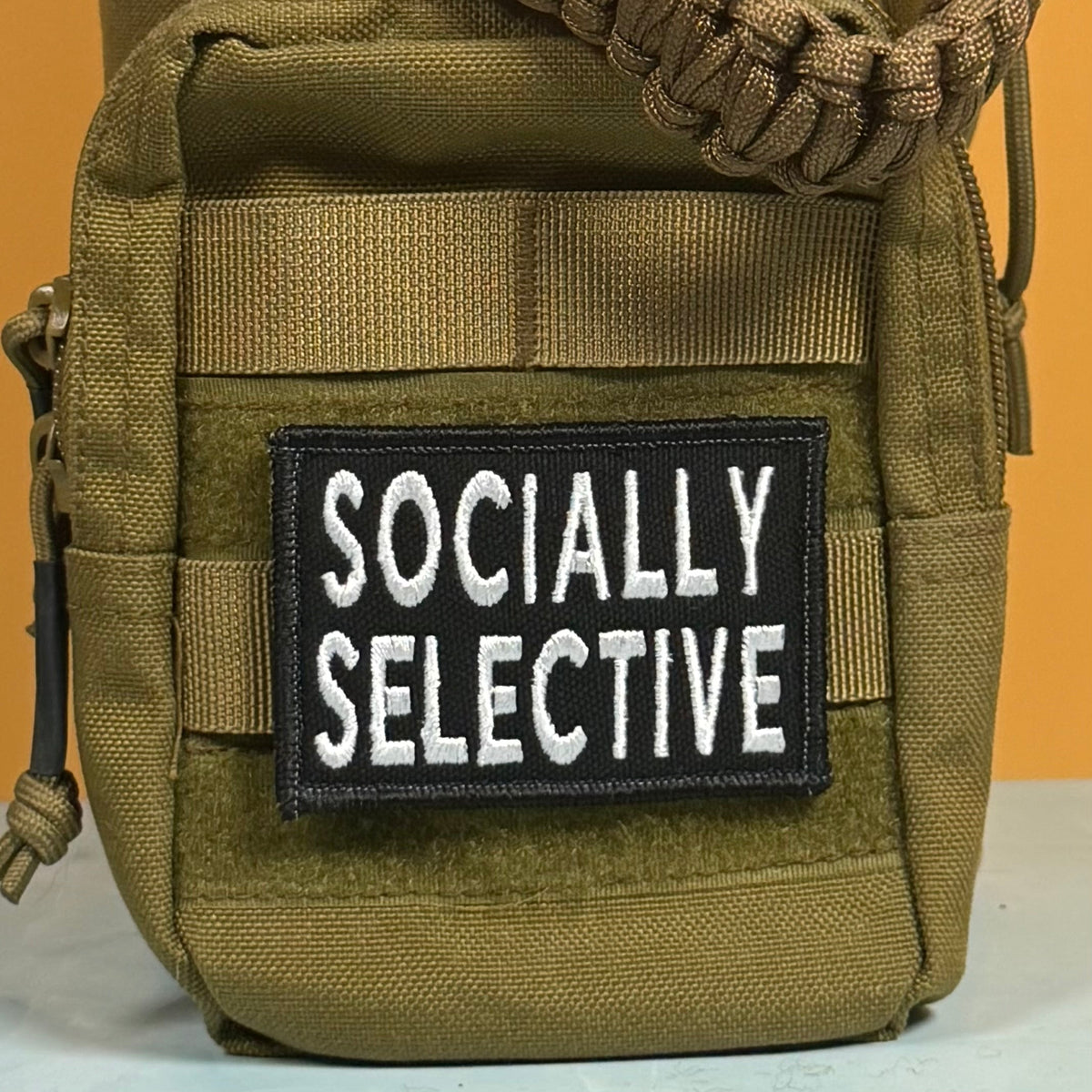 Socially Selective Funny Morale Patch, 2x3" | Made in USA | VELCRO® Brand Hook Backing