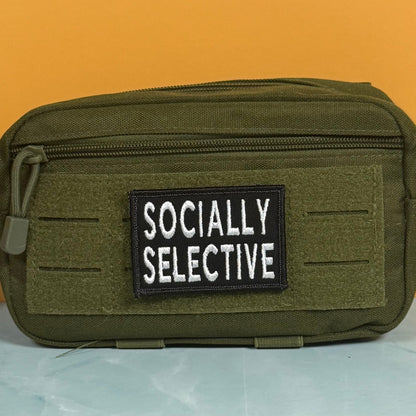 Socially Selective Funny Morale Patch, 2x3" | Made in USA | VELCRO® Brand Hook Backing