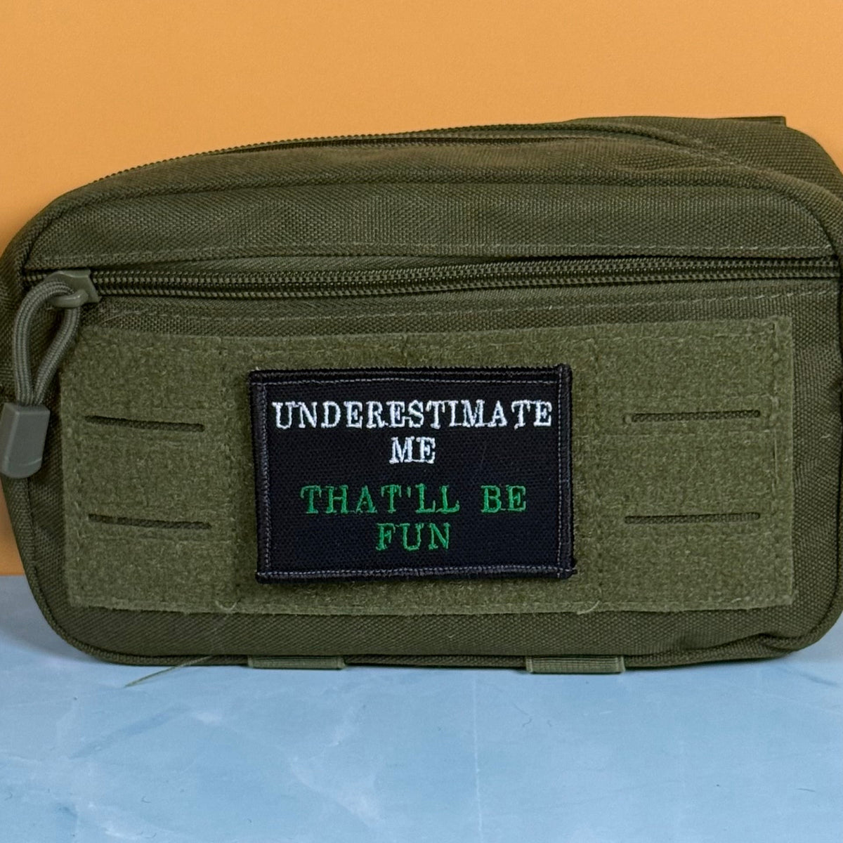 Underestimate Me, That'll Be Fun Funny Morale Patch, 2x3" | Made in USA | VELCRO® Brand Hook Backing