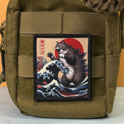 Catzilla Funny Cat Morale Patch, 2.5x3" | Made in USA | VELCRO® Brand Hook Backing