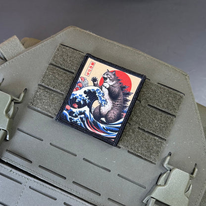 Catzilla Funny Cat Morale Patch, 2.5x3" | Made in USA | VELCRO® Brand Hook Backing
