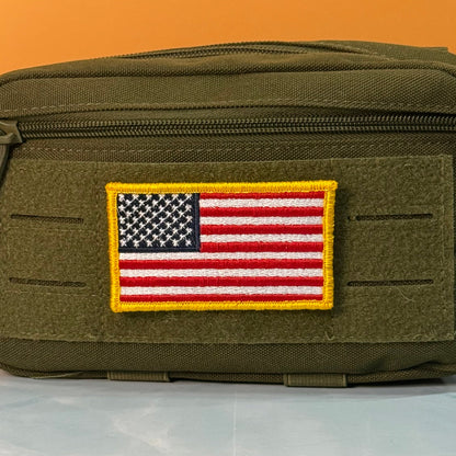 American Flag Patch, 2x3.5" Full Color Embroidered Patch | Made in USA | VELCRO® Brand Hook Backing