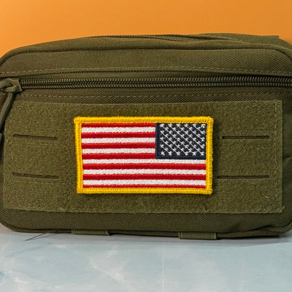 American Flag Patch, 2x3.5" Full Color Embroidered Patch | Made in USA | VELCRO® Brand Hook Backing