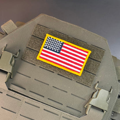 American Flag Patch, 2x3.5" Full Color Embroidered Patch | Made in USA | VELCRO® Brand Hook Backing