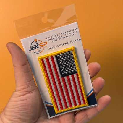 American Flag Patch, 2x3.5" Full Color Embroidered Patch | Made in USA | VELCRO® Brand Hook Backing